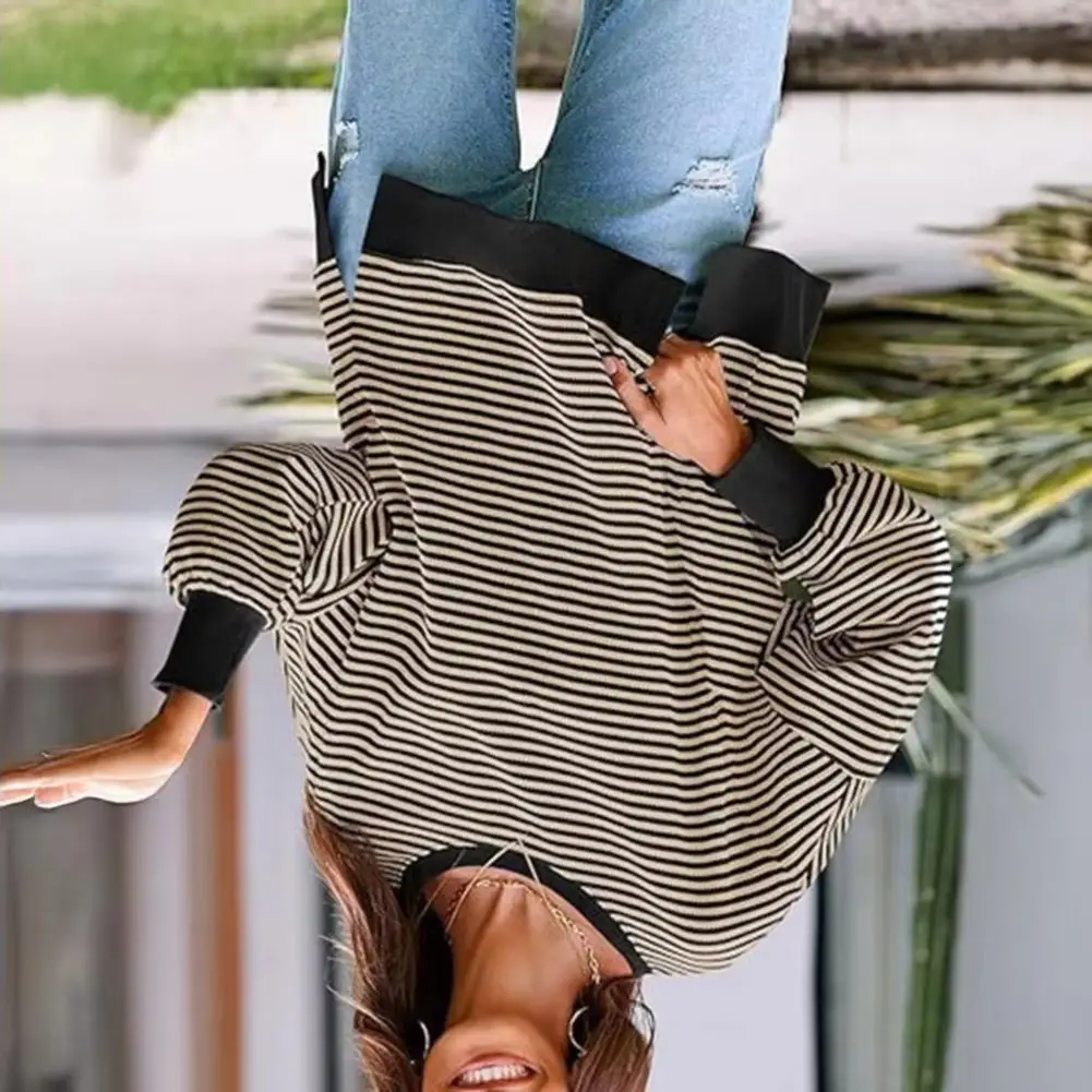 

Винтажная вязаная толстовка с капюшоном 2021, полосатая толстовка большого размера в корейском стиле, с длинным рукавом и круглым вырезом, с разрезом подол, вафельная вязаная толстовка