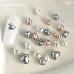 -Chubby Love- Glossy Light Heart Pearl Ornament Concise Kiyomi Heart Pearl Beads Baroque Punk Nail Tip Polish Accessories 404art