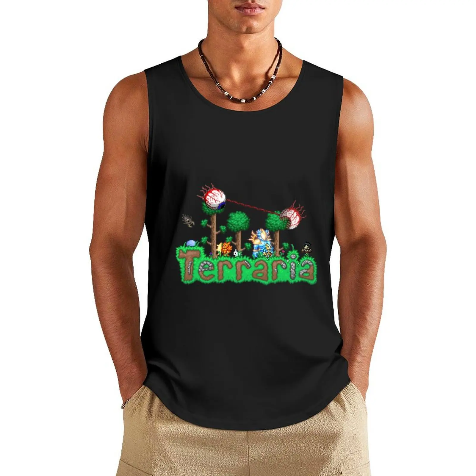 

Terraria (1) Tank Top Gym wear sleeveless man shirts Vest for boy gym top