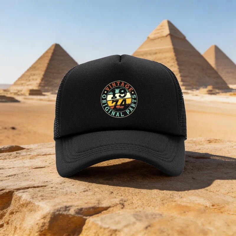 Unisex Adjustable Duckbill Baseball Cap with Retro Letter '' Print (Suitable for Family, Travel, Sports) - Lightweight Mesh Suit