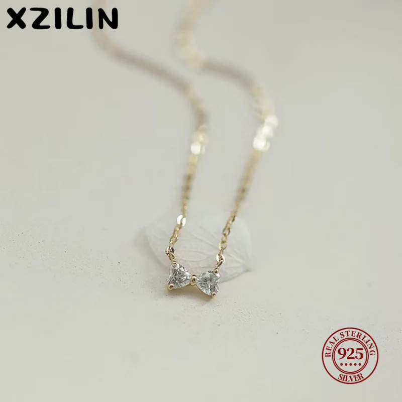 

XZiLin 925 Sterling Silver Korean Simple Bowknot Pendant Clavicle Chain Necklace Women Light Luxury Temperament Party Jewelry
