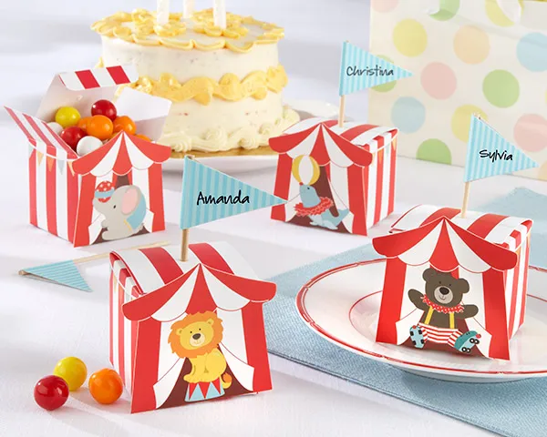 Caja de dulces de circo de 100 pulgadas, caja pequeña para dulces, recuerdo de bebé, decoración para fiesta de cumpleaños de niños
