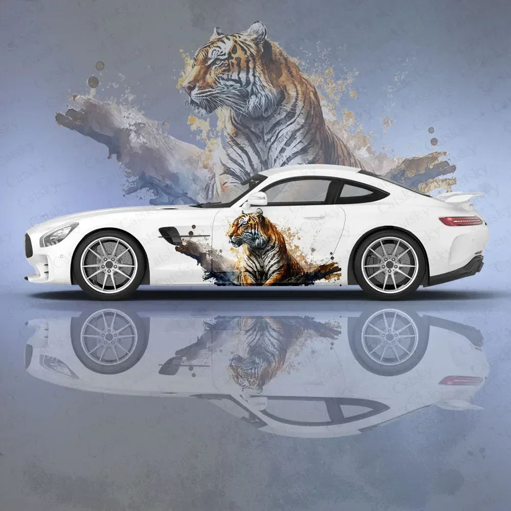 Watercolor Tiger Angry Car Body Stickers Anime Itasha Car Side Decal Sticker Car Body Sticker Car Body Decoration Stickers image 2