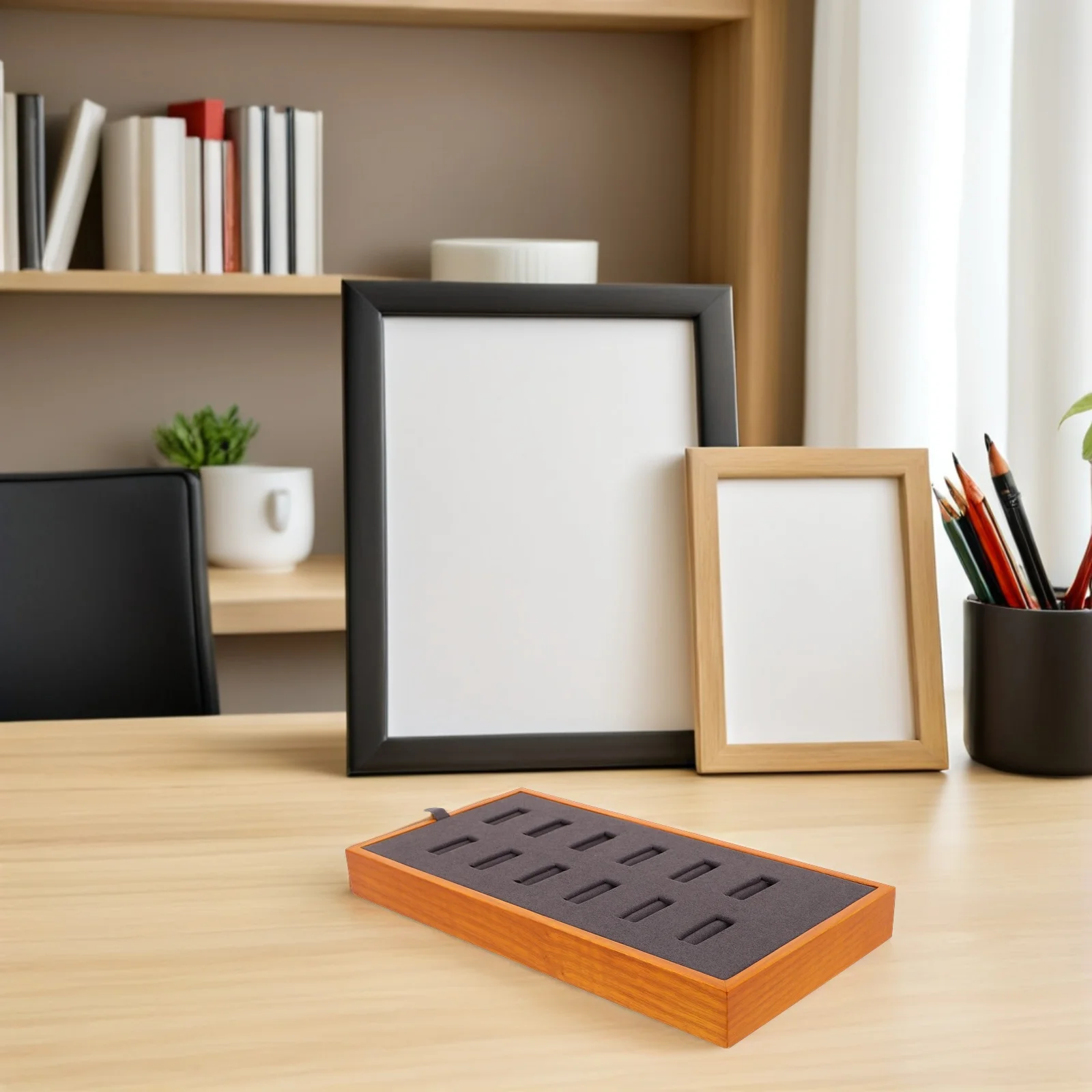 

12-слотовый лоток для демонстрации ювелирных изделий из цельного дерева, пылезащитный чехол для колец, сережек, органайзер, коробка для хранения, подставка, держатель, чехол, аксессуар