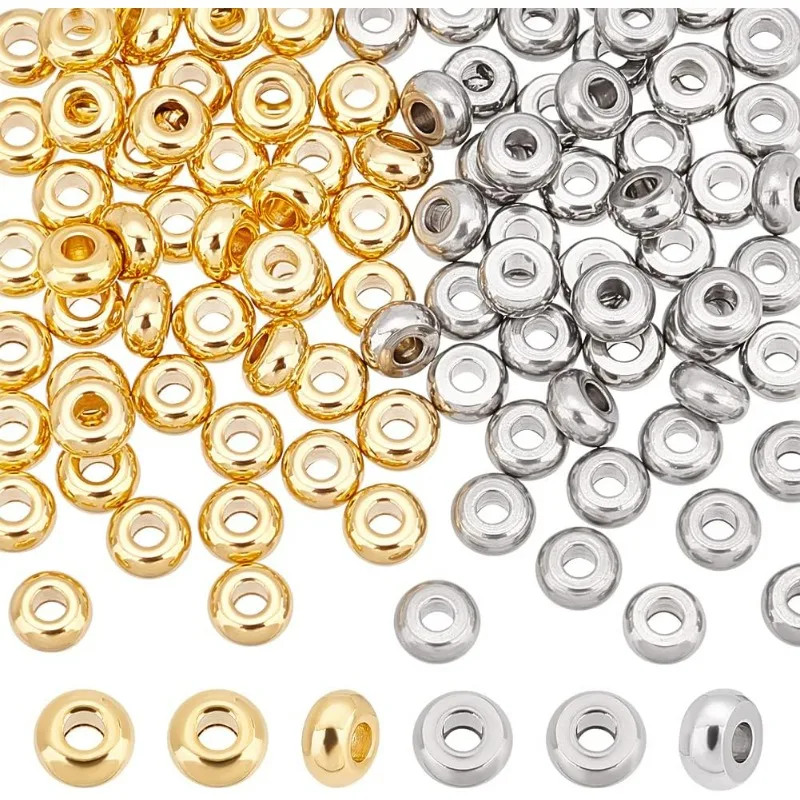 

100pcs 2 Colors 4mm Tiny Flat Round Spacer Beads Stainless Steel Beads Bead Metal Bead Smooth Beads for Jewelry Making