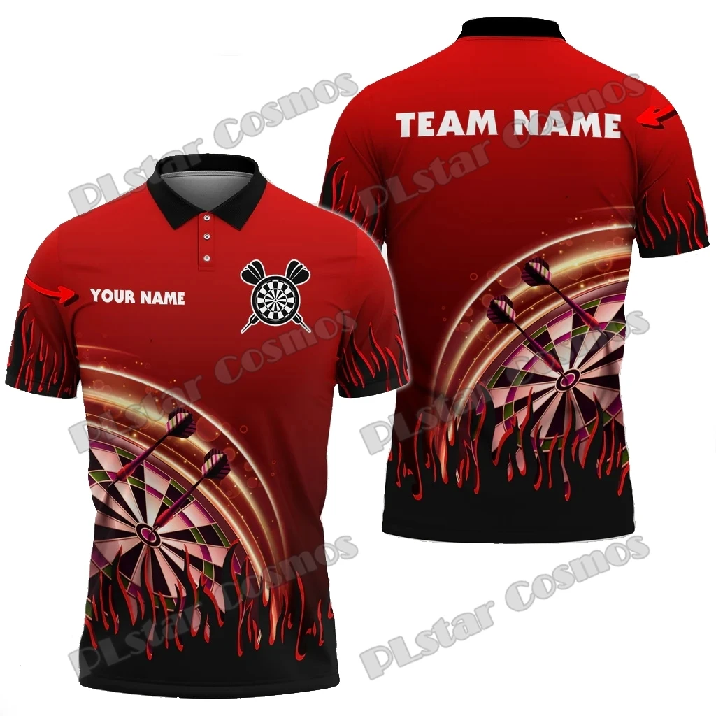 Smoke Flaming Darts Multicolor Option Customized Name 3D Printed Premium Men's Polo Shirt Summer Casual Polo Shirt POL194