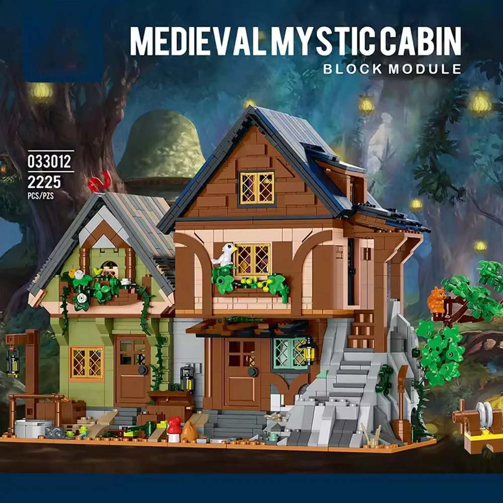 

Medieval Mystic Cabin Building Blocks Set Fantasy Cottage Modular House with Detailed Interior Large Medieval Architec 2225PCS