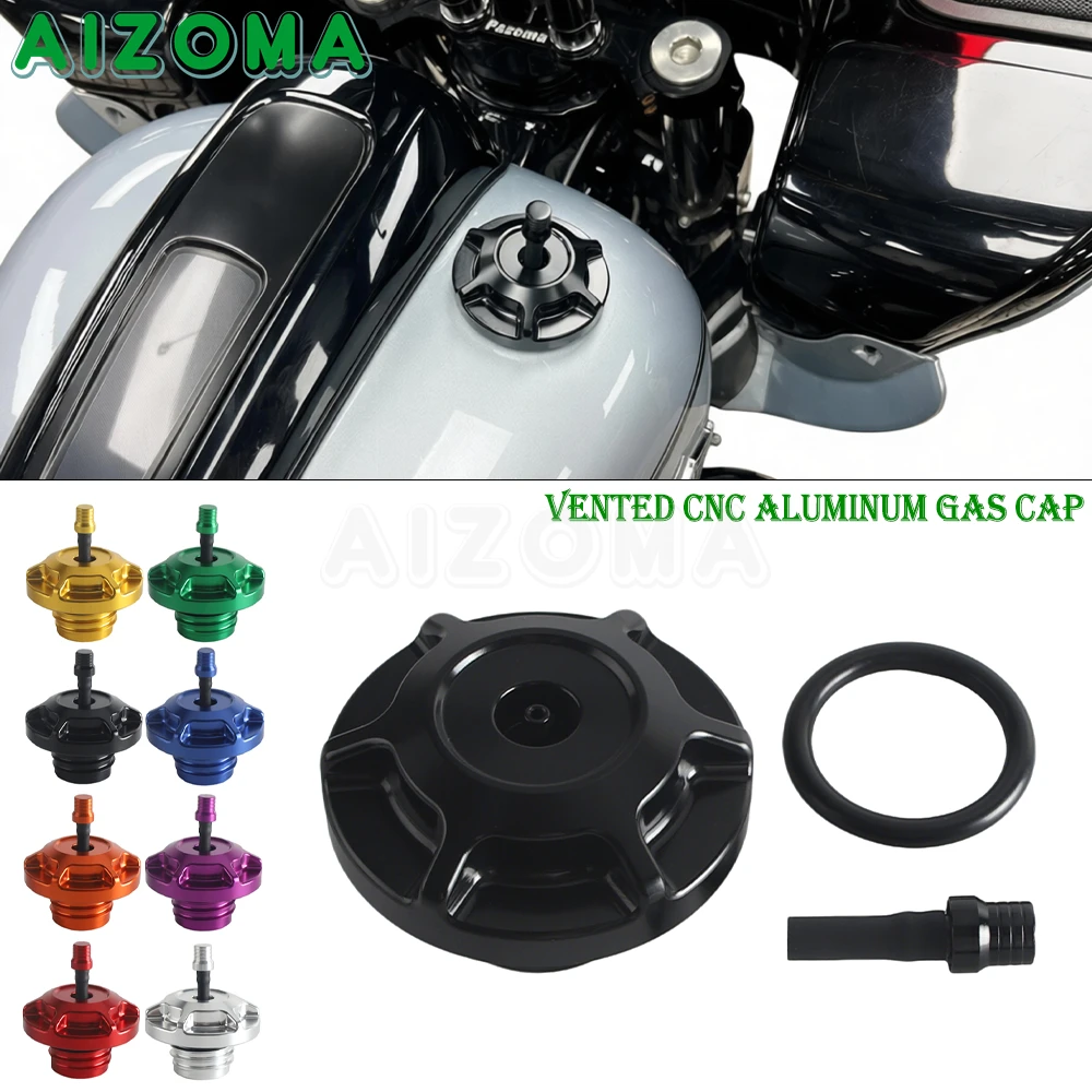 Motorcycle Oil Fuel Tanks Cover Vented Tank Gas Cap Universal For Harley All Female Threaded Models Except Touring 2023.5-2025