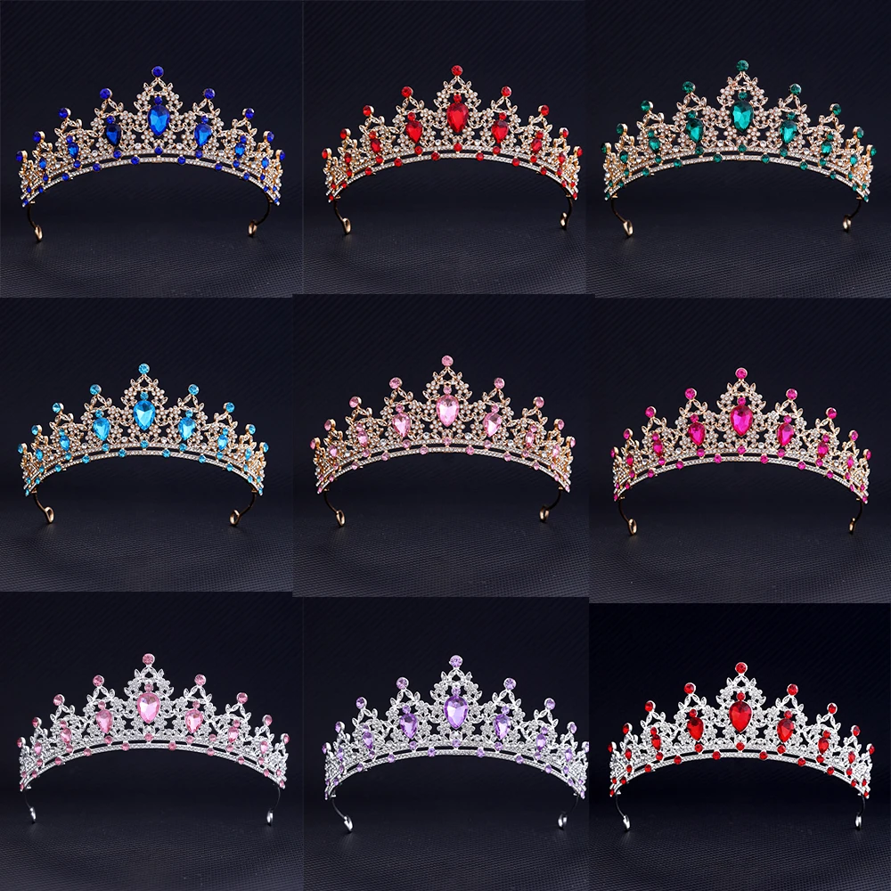 Rhinestone Hair Accessories for Woman Bridal Romantic Crown Crystal Tiara for Girls Wedding Crown Party Jewelry Multi Color