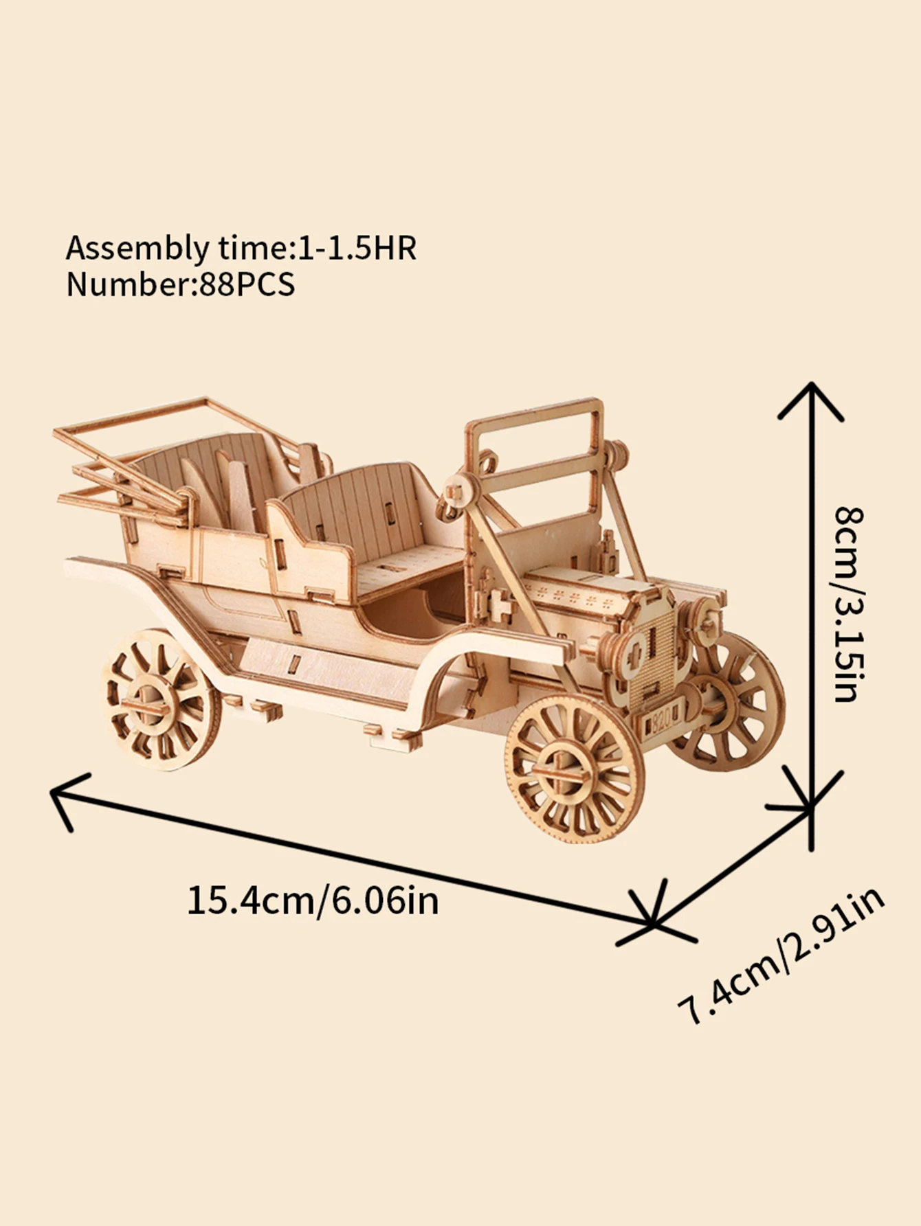 3D Kits De Modelo De Carros Clássicos Vintage De Madeira, 3D Puzzles, Presentes Artesanais De Natal E Aniversário Para Adultos E Adolescentes