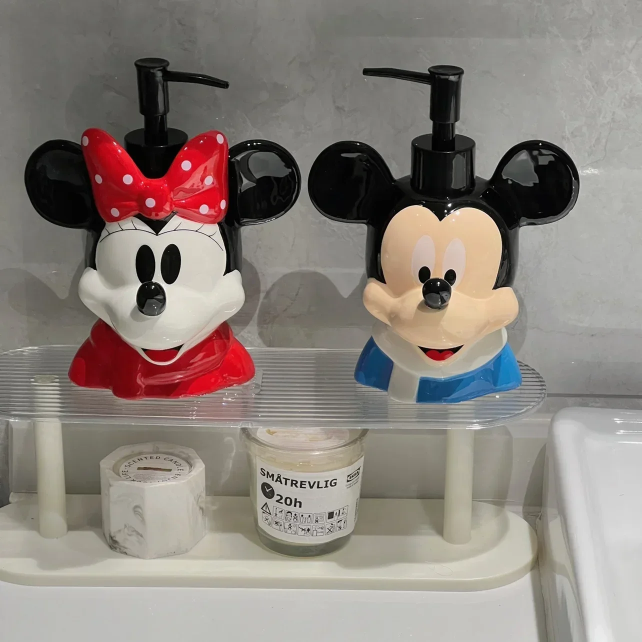 

Kawaii Disney Mickey Minnie Shampoo Bath Ceramics Bottle Hand Wash Split Bottle Cute Creative Cartoon Heart Split Press Bot