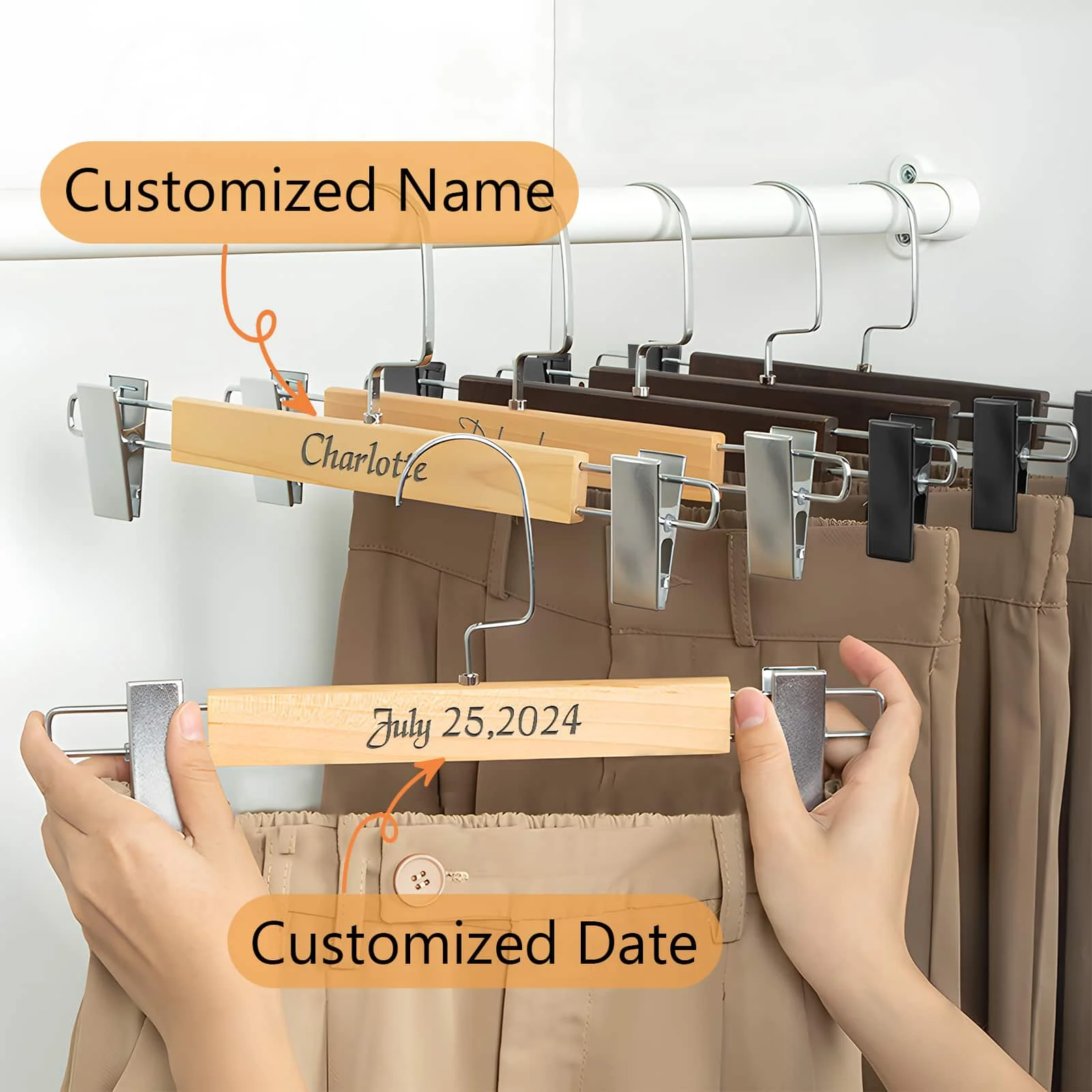 

1pcs Wooden Thick Hangers, Custom Carved Groomsmen, Bridesmaid Gifts/Mother's Day gifts, Handmade Hangers, Solid Wood Hangers