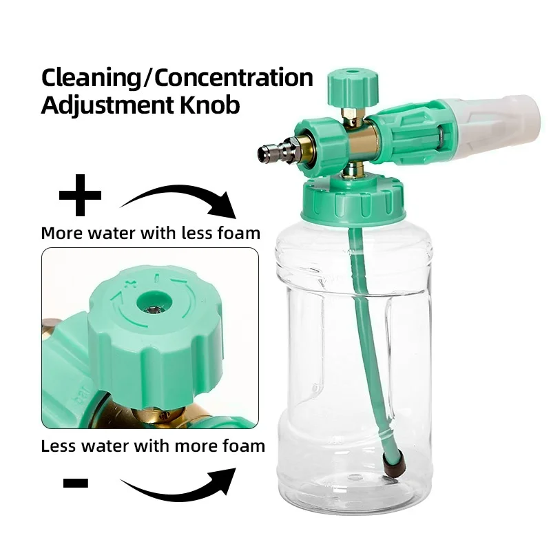

Автомобильный пенопластовый бластер с широким горлышком, регулируемый флакон для снежной пены, толстая пена для мойки высокого давления с быстрым разъемом 1/4 дюйма