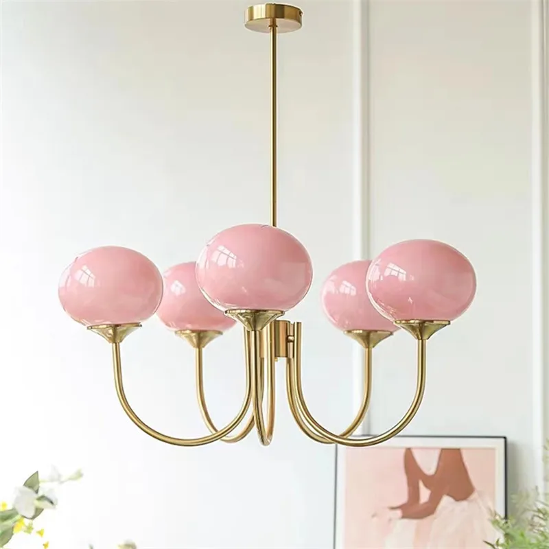 lustre de vidro rosa vintage creative bauhaus light arts lovely living room bedroom hotel e girl room decor 01