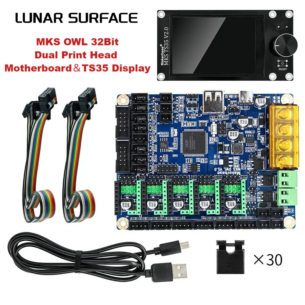 

LS-3D Printer Part Makerbase 3D Printer Control Board MKS OWL 32Bit Dual Print Head Motherboard 150Mhz LPC5528 TS35 USB U DISK