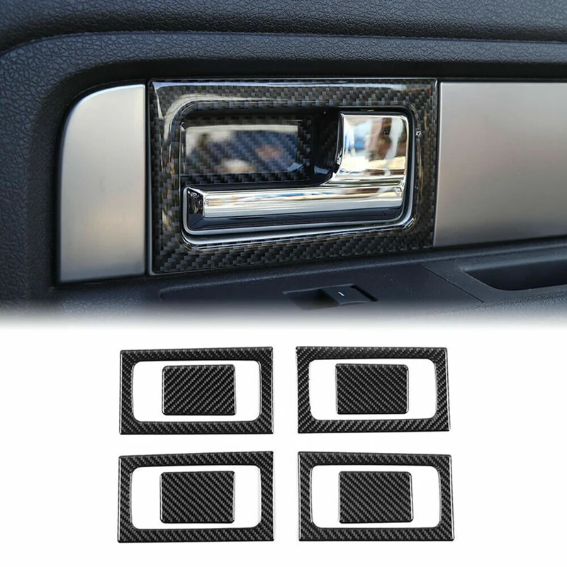 

Car Inner Door Handle Cover Trim Decoration Stickers For Ford F150 2009-2014 Accessories - Soft Carbon Fiber