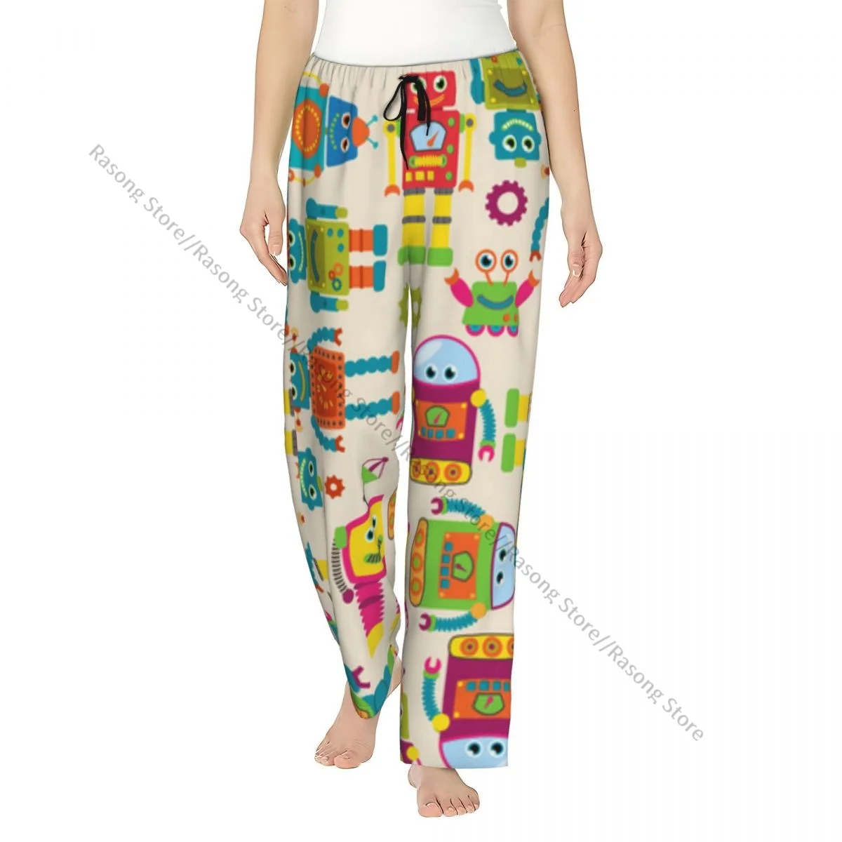 

Women Lounge Pants Soft Cute Robots Pajama Pants Winter Sleepwear