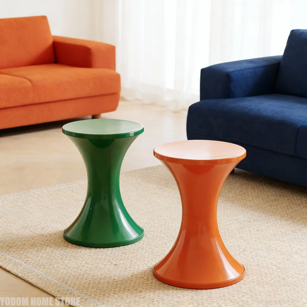 Nordic Low Profile Shoes Stool Hourglass Design for Household Office Living Room Space Saving Side Corner Clothing Store Display