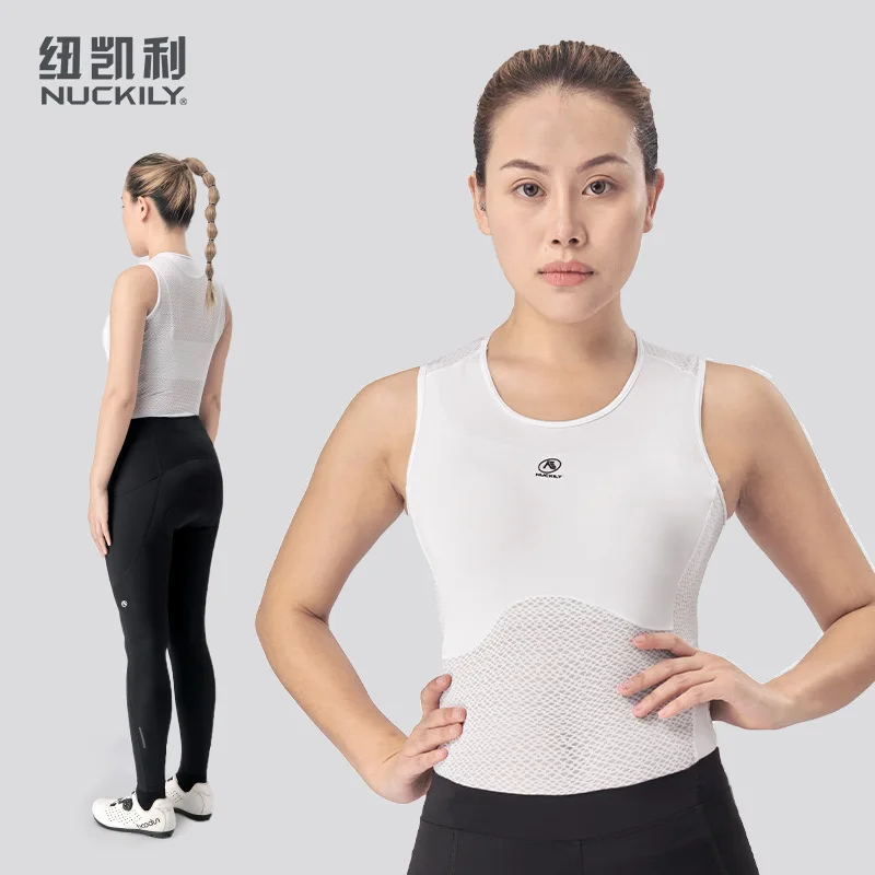NUCKILY Cycling Base Layer Sleeveless Anti-Transparent Chest Design Quick Dry Breathable Mesh for Women Riders