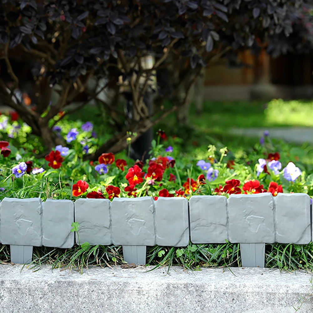 10/20/30 Stück Garten-Einfriedung mit Stein-Imitation-Effekt, Kunststoff-Rasenkante, Zaun für Landschaftsgestaltung, Blumenbeet, Pflanzenbegrenzung – Detail 7
