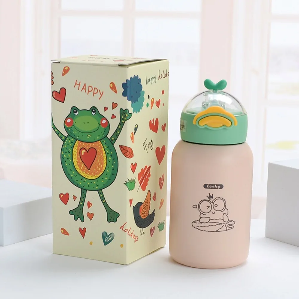 Cartoon Animal Insulated Water Bottle 304 Stainless Steel Large Capacity Children's Thermal Cup Leakproof Pop-up Lid