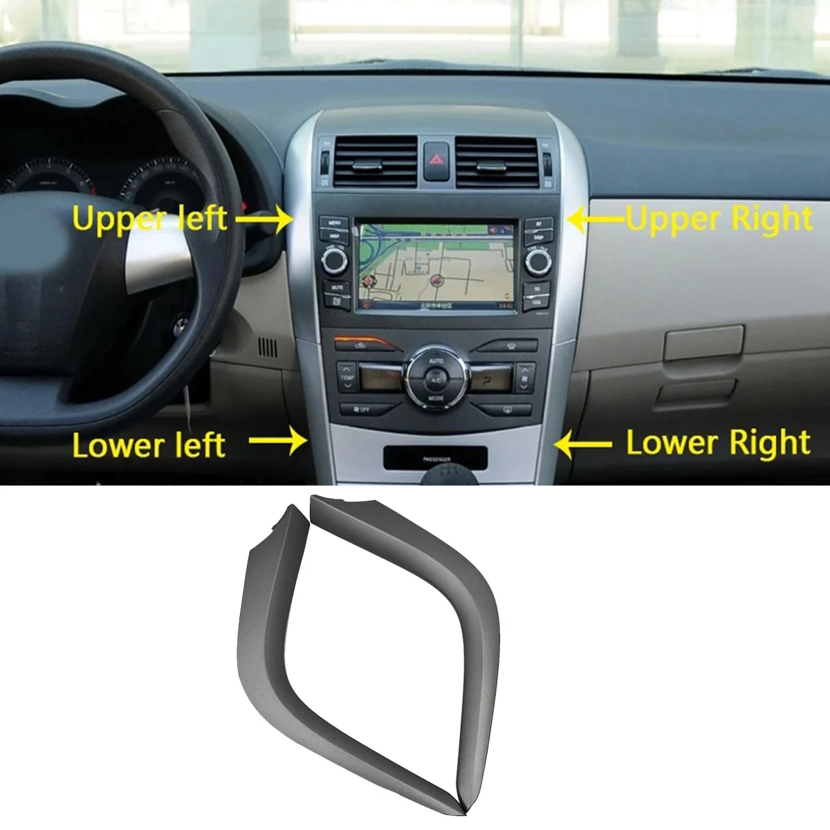 1Pair Central Control Dashboard Air Outlet Lower Trim Strip for Toyota Corolla Altis 2007-2013 55433-02121