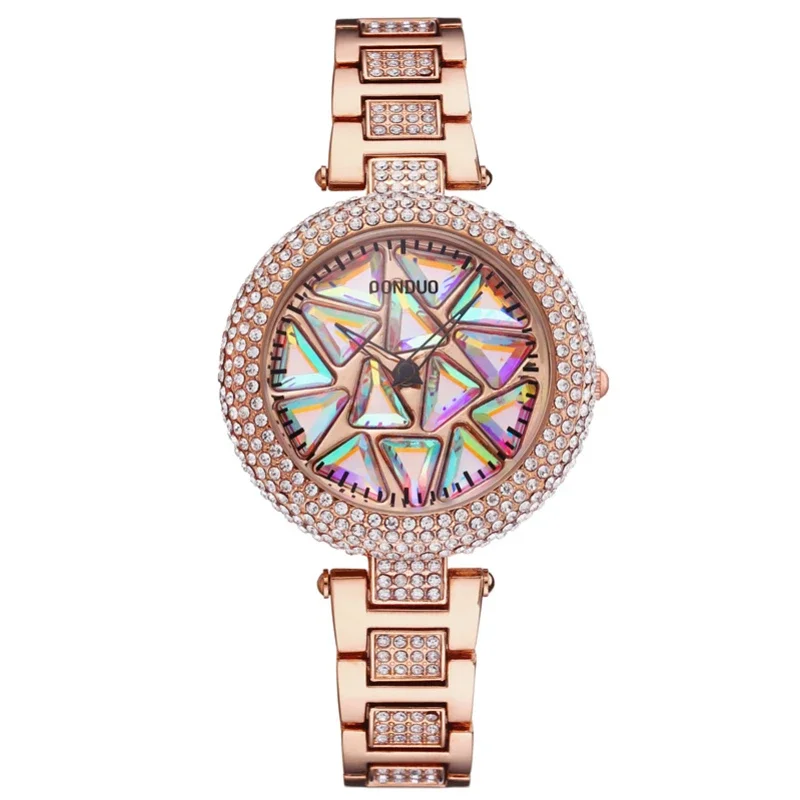 Creative Rhinestone Women Quartz Watch Luxury Ladies Dress Wristwatch Water-proof Women Watches Clock Rotate Montres Femme