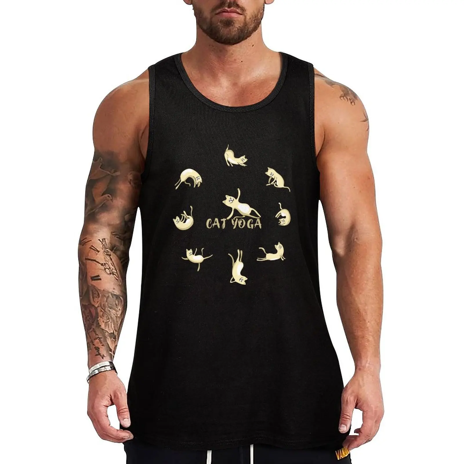 cat yoga namaste meditation lotus buddha pink shiva india Tank Top gym shirt man gym shirts clothes for men vests for men