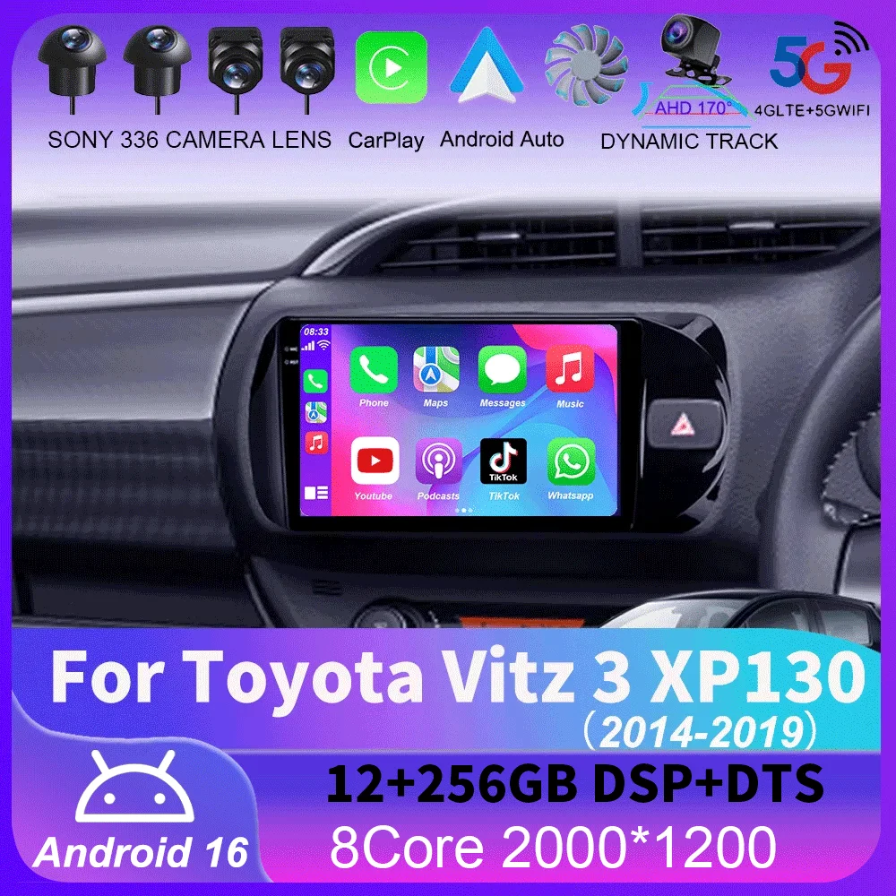 

Android 16 Carplay For Toyota Vitz 3 XP130 2014 2015 2016 2017 2018 2019 Car Radio Multimedia Video Player Navigation GPS Stereo