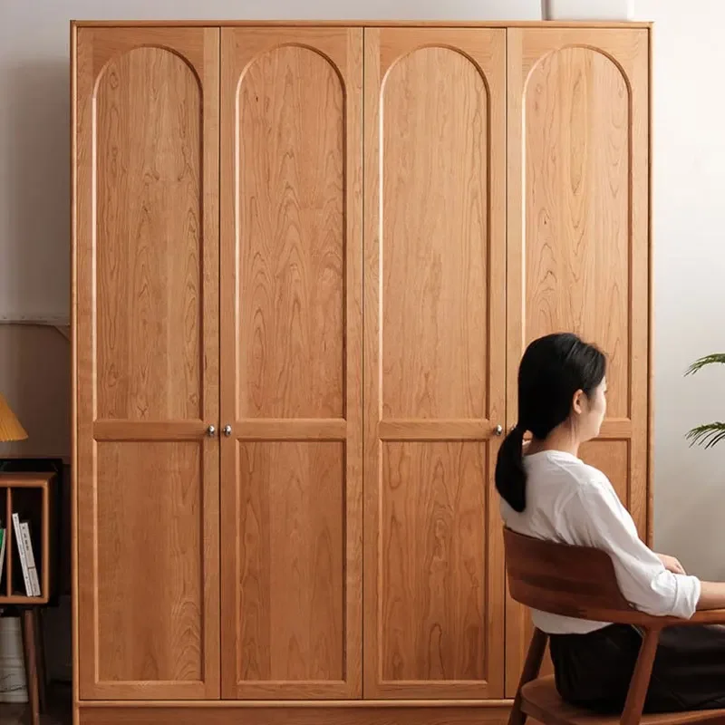 خزانة غرفة النوم من خشب الجوز الأسود الكرزي، خزانة ملابس بسيطة وخفيفة الوزن على الطراز الياباني لغرفة النوم من خشب البلوط الأبيض