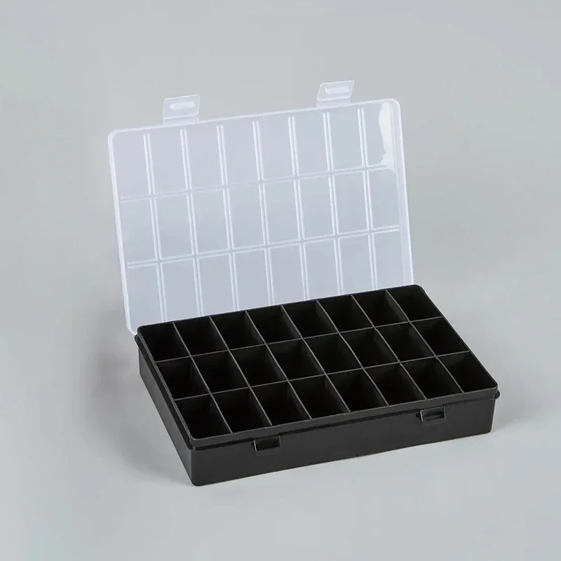 عملي 24 شبكة مقصورة صندوق تخزين من البلاستيك مجوهرات القرط حبة المسمار حامل حالة عرض المنظم الحاويات