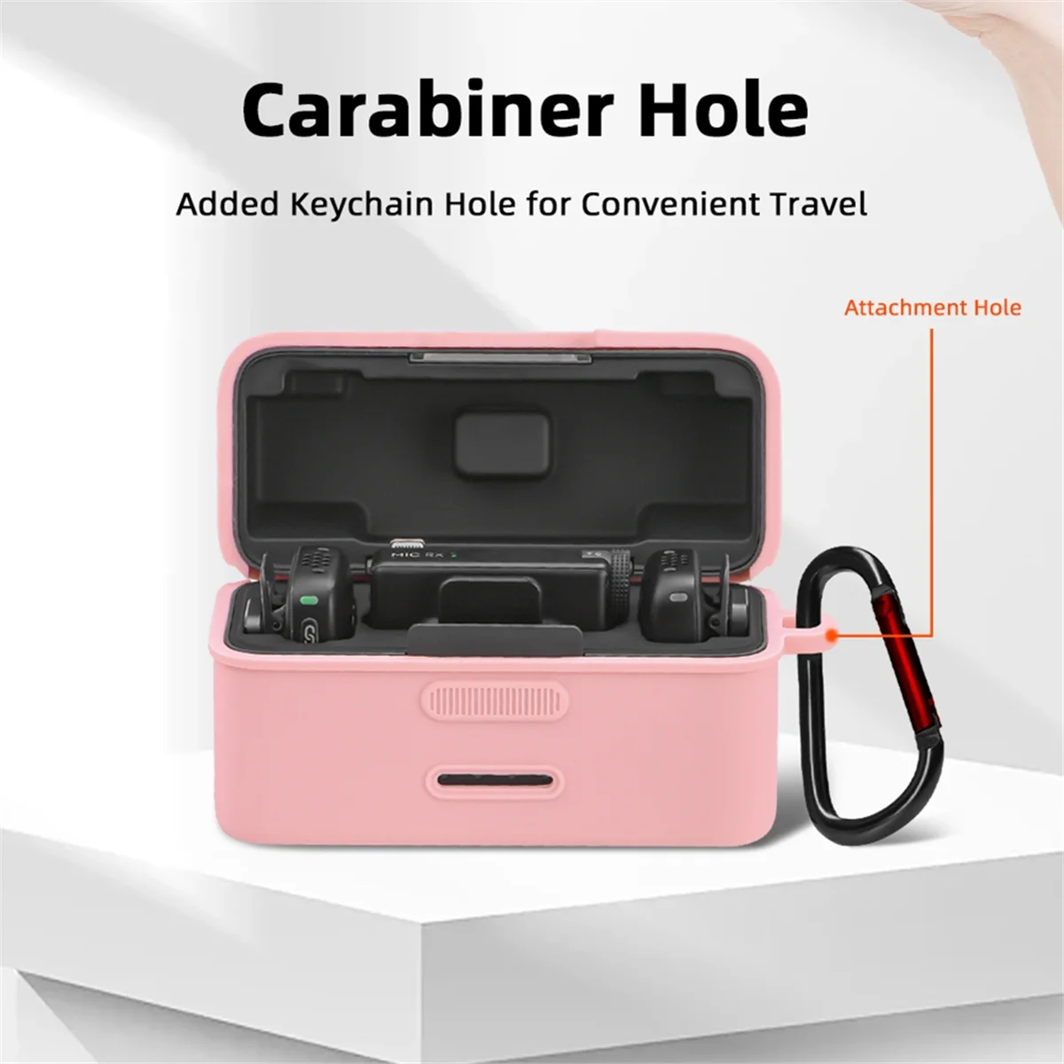 حافظة حماية من السيليكون المقاوم للخدش من BRDRC، واقي ميكروفون لاسلكي لحقيبة شحن DJI Mic Mini باللون الوردي