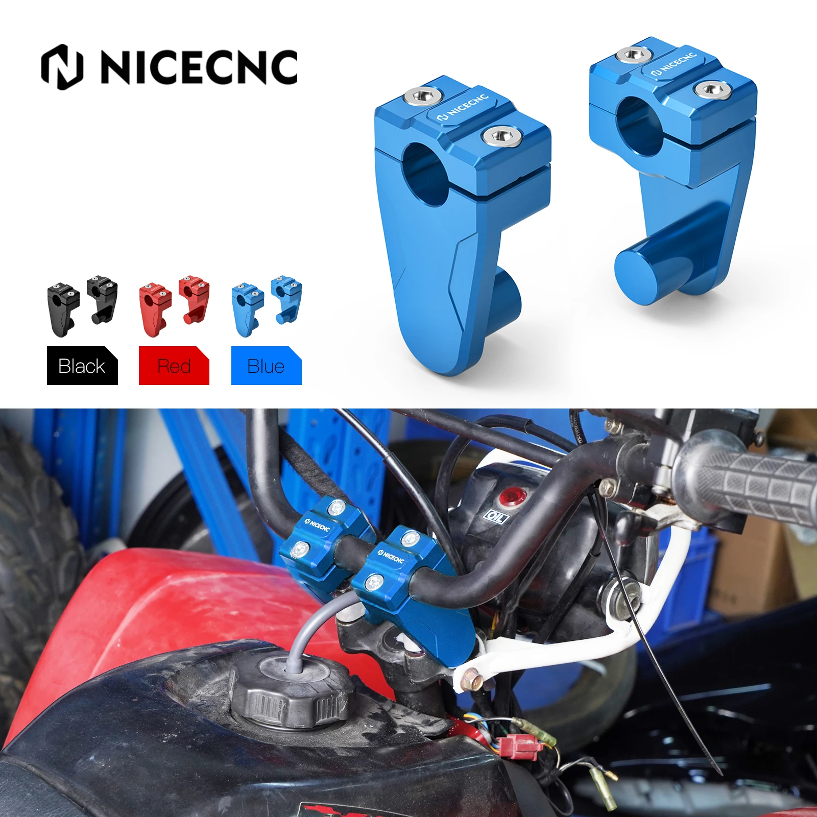 

For Yamaha ATV 7/8" Handlebar Risers For Yamaha Raptor 700 700R 2013-2024 Banshee 350 YFZ350 1987-2001 Blaster 2001988-2001