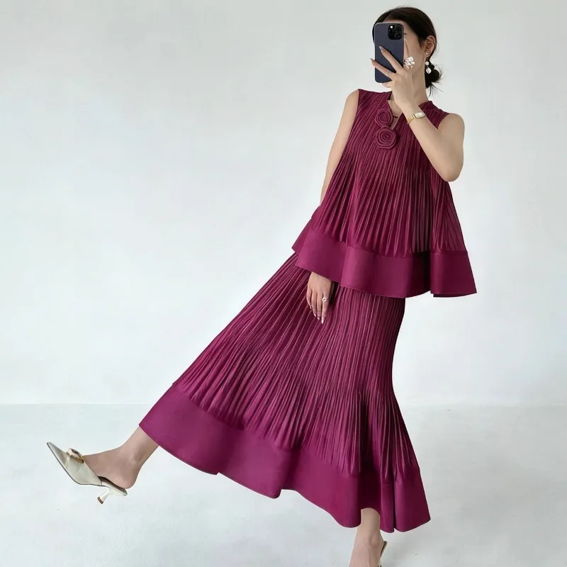 

2026 Spring Summer Fashion Suit Women's Clothing Sleeveless T-shirt Tops Half-length Skirts 2piece Set