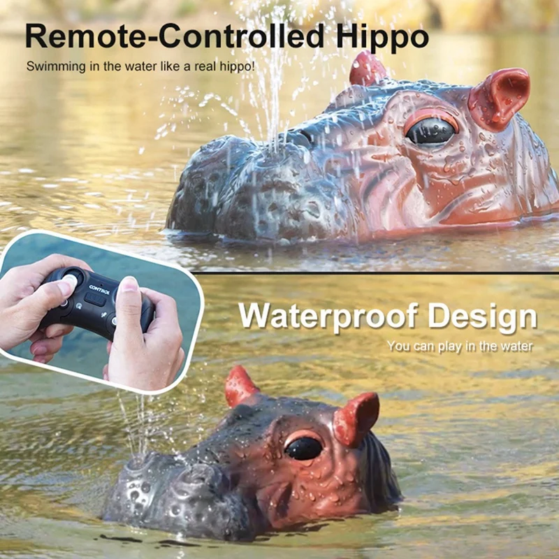 Juguetes de hipopótamo Rc de 2,4 Ghz, barco de Control remoto, impermeable, pulverizador de piscina para lago, juguetes para niños para regalo de cumpleaños