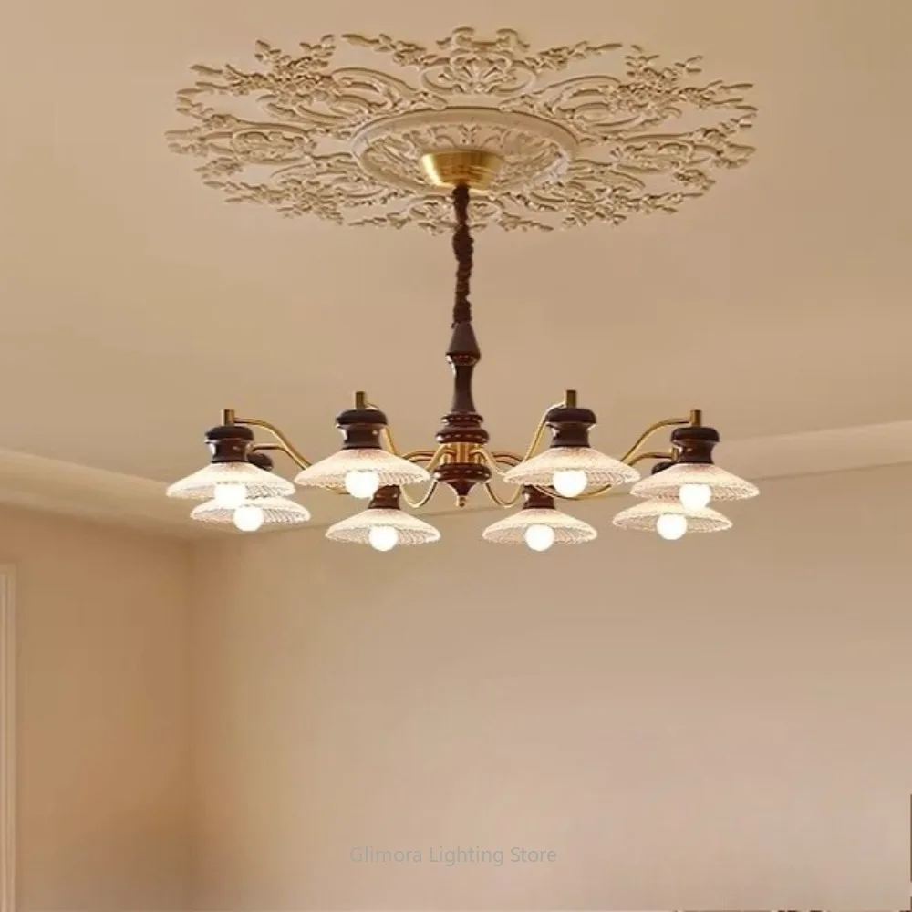 

Mid-century Vintage Living Room Pendant Light, American High-end Style, Brass&Walnut, for Dining Hall, Main Ambient Ceiling Lamp