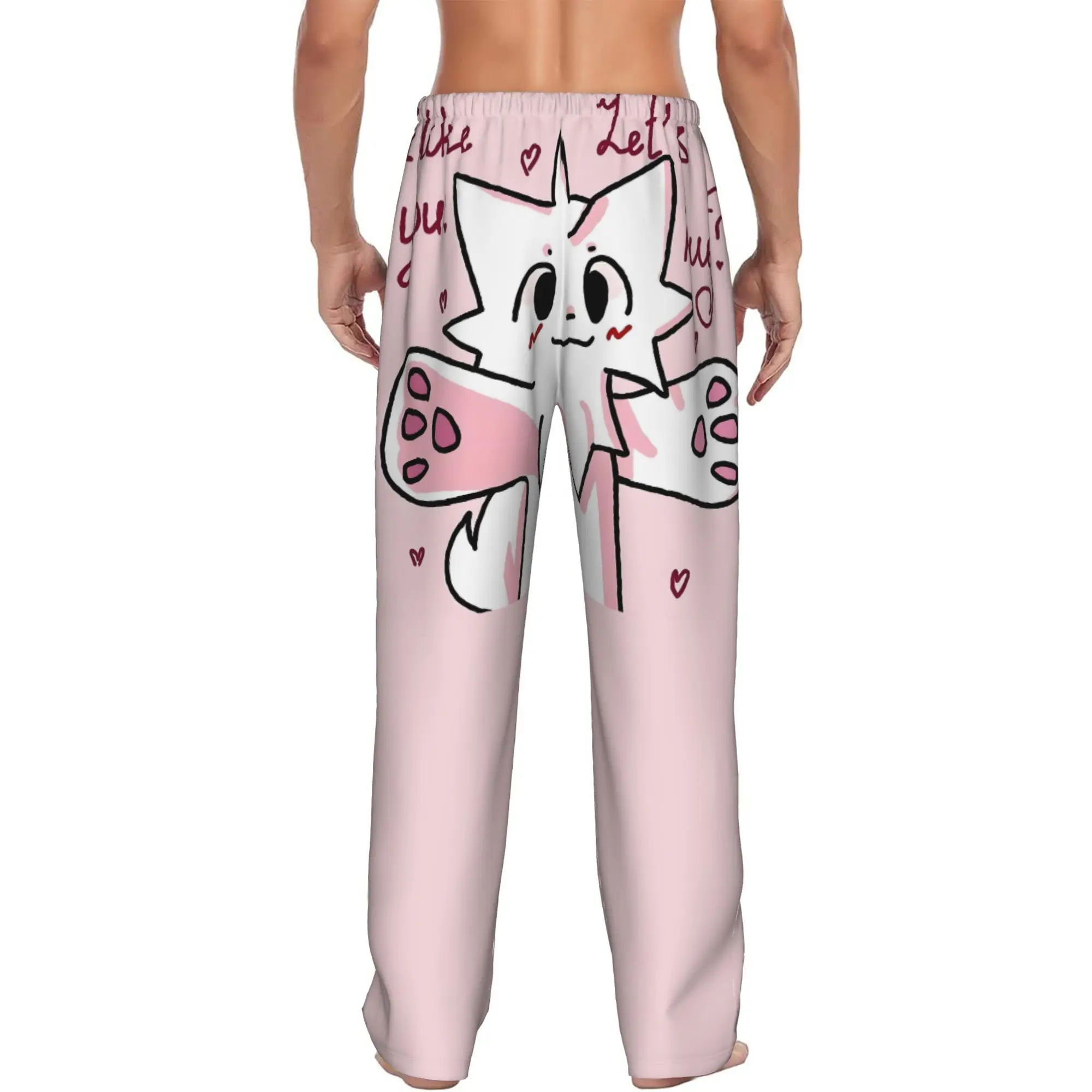 Custom Boykisser Silly Cat Pajama Pants Men Cute Cartoon Sleepwear Lounge Sleep Bottoms Stretch with Pockets view 3