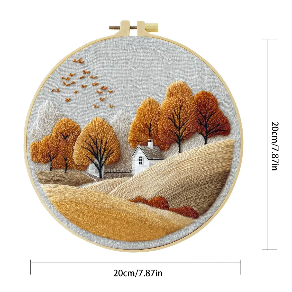 1 Stück 20X20CM/15X15CM 7,87/6,3 Zoll Stickerei-Starter-Kit für ländliche Gebiete DIY-Kit DIY-Stickerei-Set Handarbeiten Heimdekoration – Detail 2