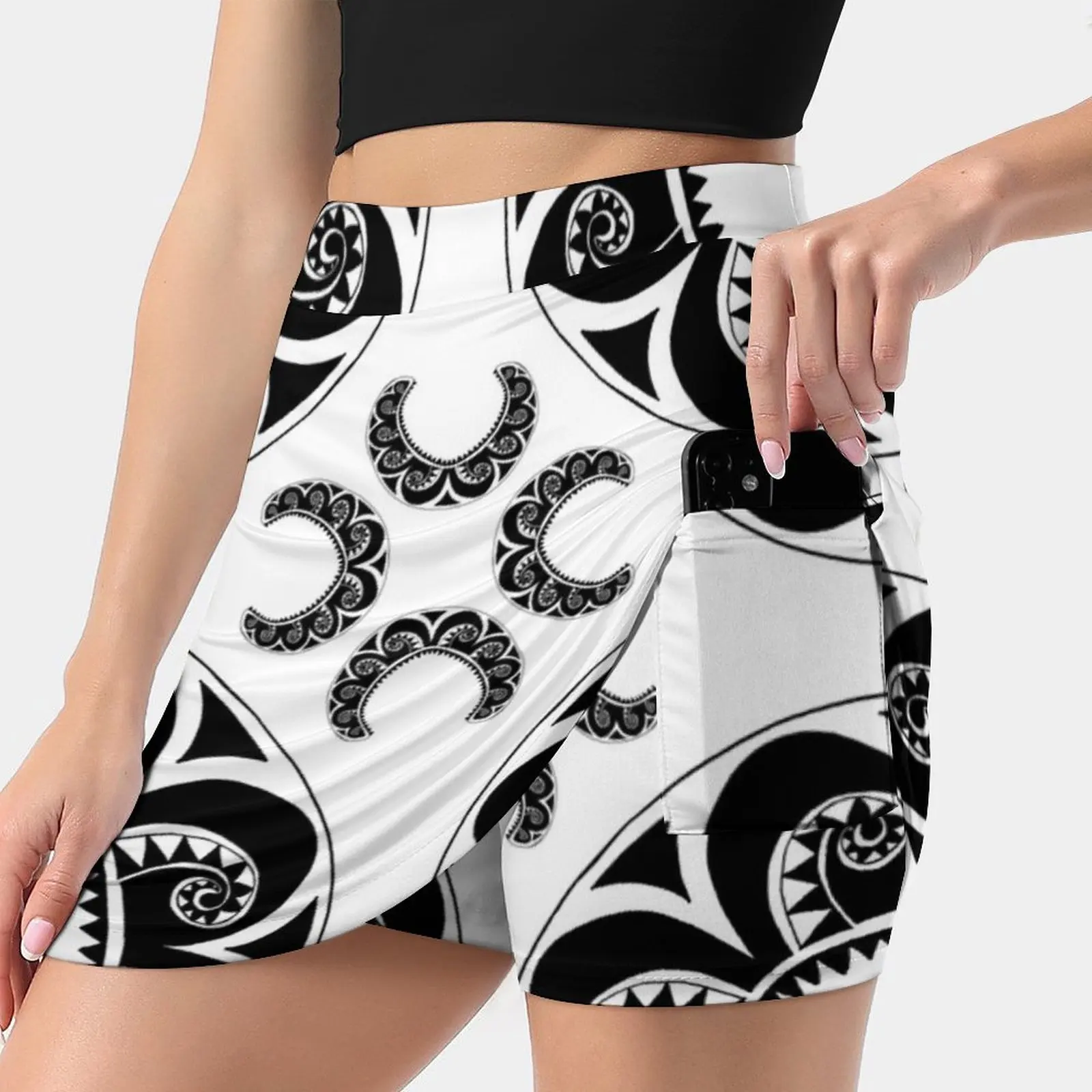 Maori Cross Women's skirt Sport Skort Skirt With Pocket Fashion Korean Style Skirt 4Xl Skirts Maori Cros Black White