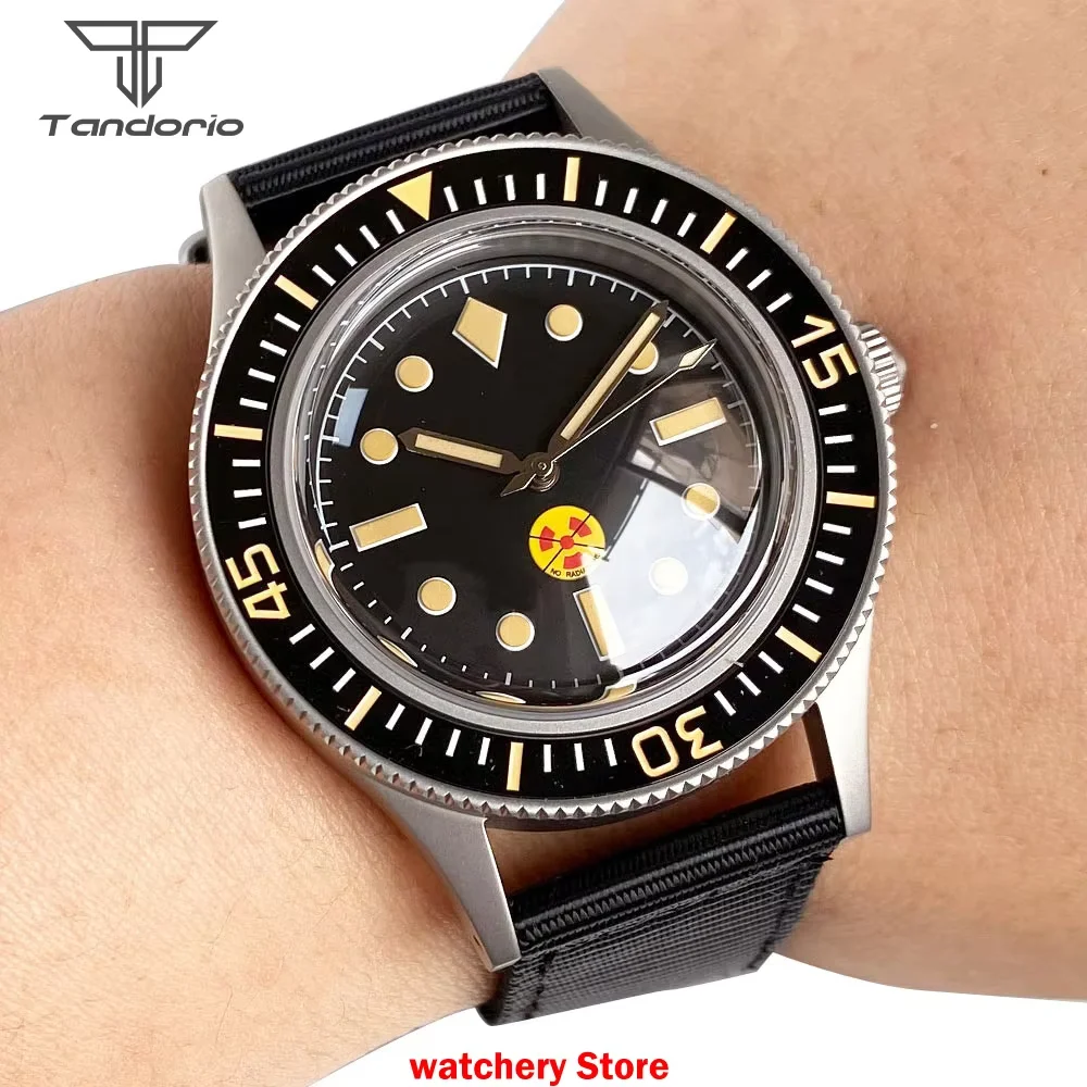Radiation Retro 50-Fathoms Men Watch NH35/PT5000 Automatic Movement Sapphire Glass 200m Waterproof Green Luminous Marks Dial