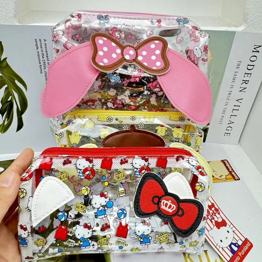 2025 ใหม่ Sanrio หูใหญ่ Melody Pachacco โปร่งใสกระเป๋าการ์ตูน Cinnamoroll สาวกระเป๋าเครื่องสําอางกันน้ําของขวัญวันเกิด