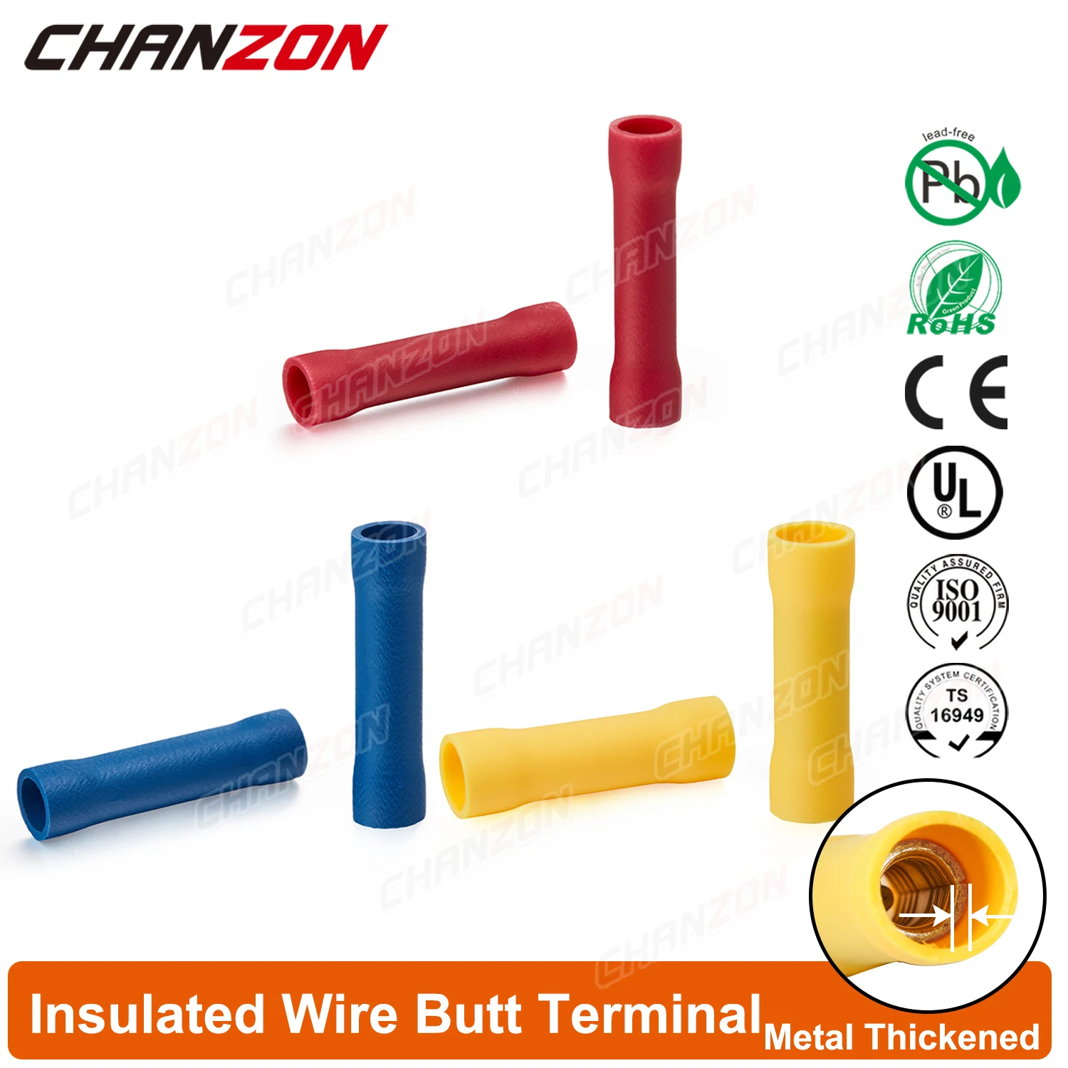 50/80/100PCS Bv1.25 Bv2.5 Bv5.5 Insulated Wire Joint Butt Terminal PVC Cord Electrical Cable Wirefy Splice Crimp Tool Connectors