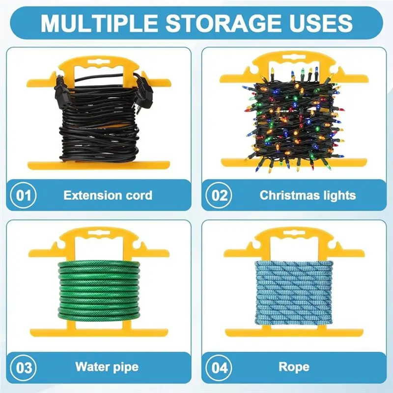 VEHO-Cord Organizer 4Pcs Heavy Duty Extension Cord Reel 100Ft H-Shape Wrap-Holds Holder Cord Winder Spool Storage