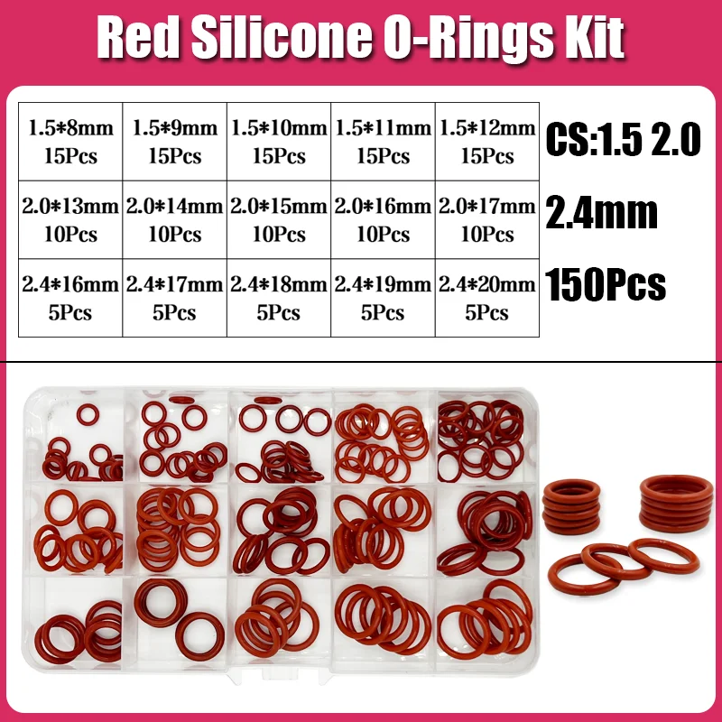 Silikon-O-Ring CS 1/1,5/2,0/2,4/3,1 Dichtungsscheibe Rot VMQ O-Ring Sanitärdichtung Ölbeständiger hitzebeständiger O-Ring – Detail 14