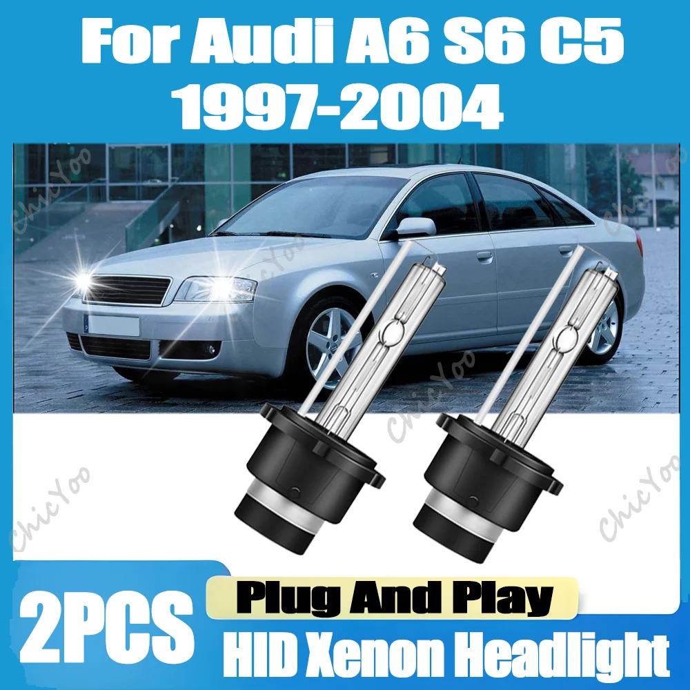 2X D2S Ксеноновые лампы для фар 20000LM 35W, белые 6000K, для Audi A6 S6 C5 1997-2004 годов