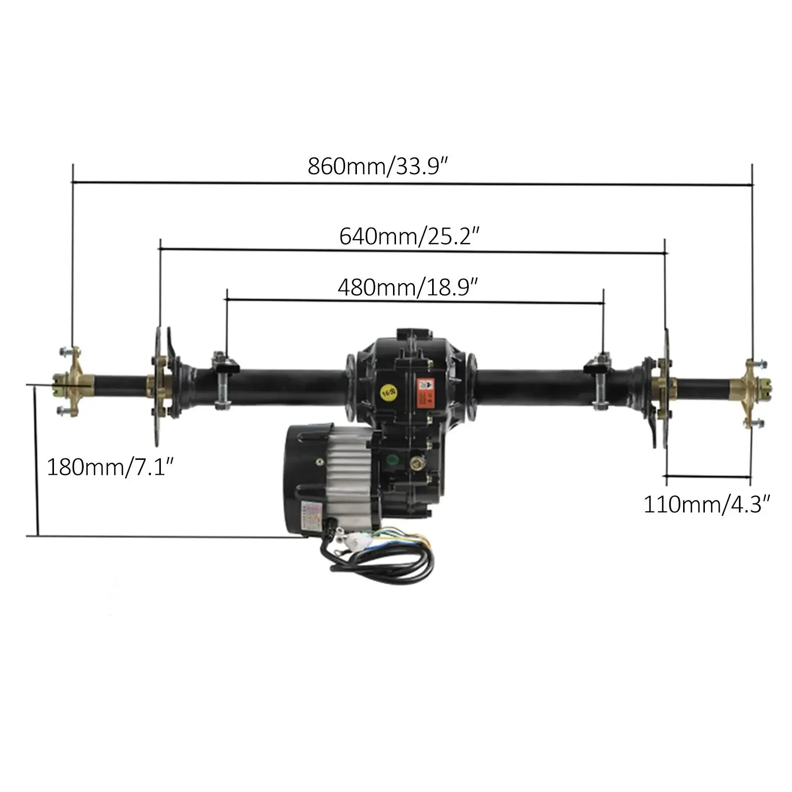 860mm Rear Axle Kit Wheels 72V 1500W Electric Differential Motor  Speed Controller Go Kart ATV Quad