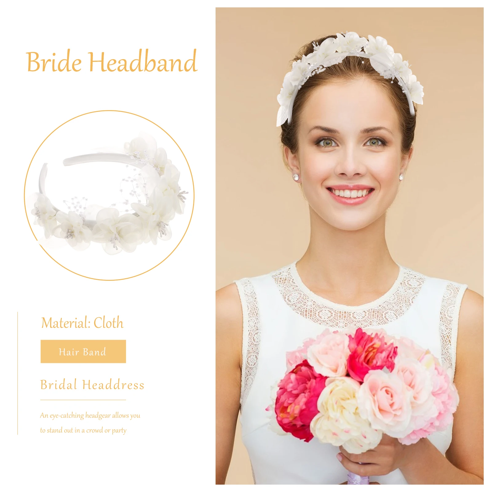 

Hair Band Bride Headband Cloth Headwrap Wedding Accessory Comfortable Hairstyle Simple Photography Prop