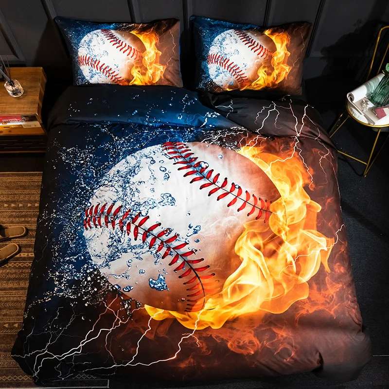 

3D Printing Bed Three Piece Sports Quilt Cover Football Basketball Baseball Picture Textile Children's Adult Bedroom Supplie