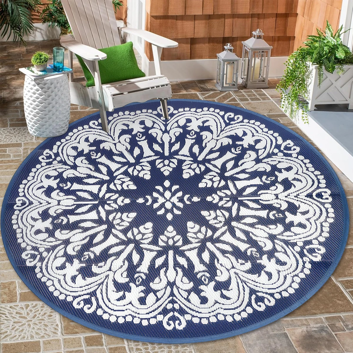 Doppelseitige Outdoor Wasserdichte Wendbare Matten Kunststoff-Stroh Terrassenteppiche PP-Material Doppelschichtige Gewebte Teppiche Runde Picknick-Matte