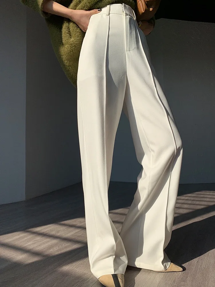 

TINNTINN Women's Wide Leg Pants High Waist Straight Stitching Drapey Commuter Sle Four Seasons Versatile Loose Fit Trousers